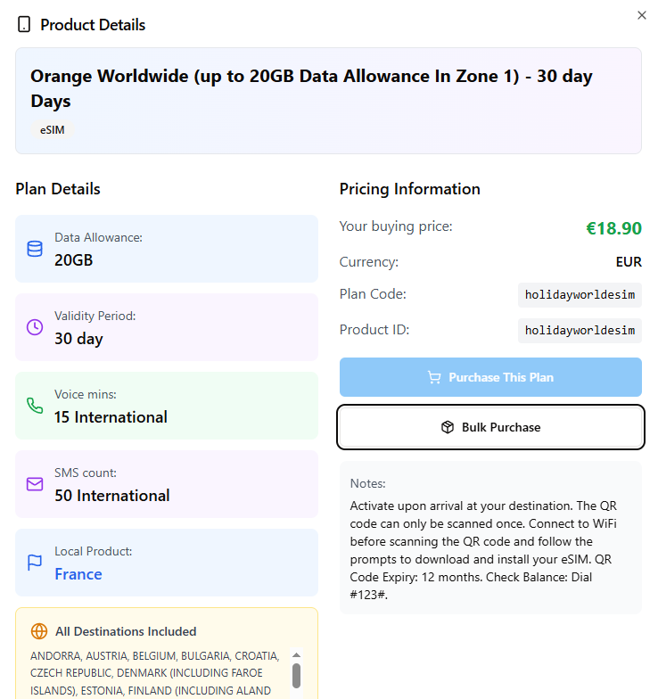 eSIM platformos pasiulymo detalės